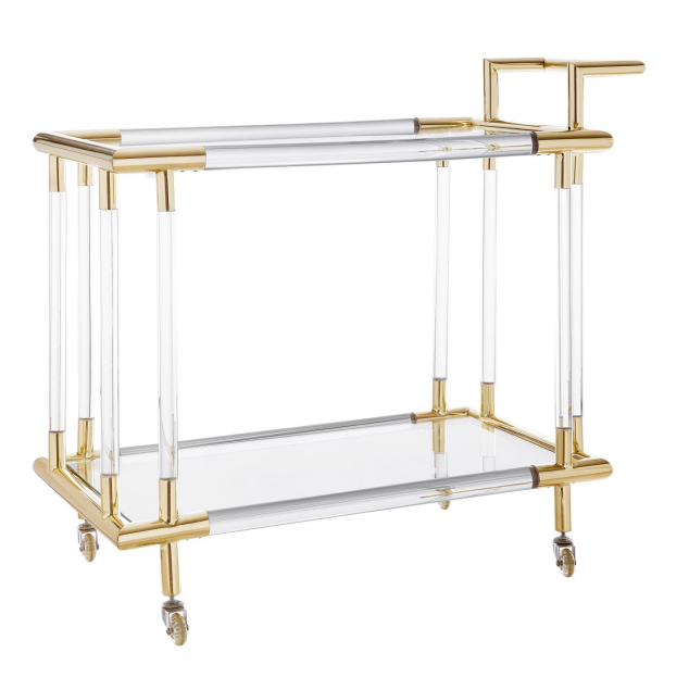 Customized Clear high quality acrylic dining serving trolley cart